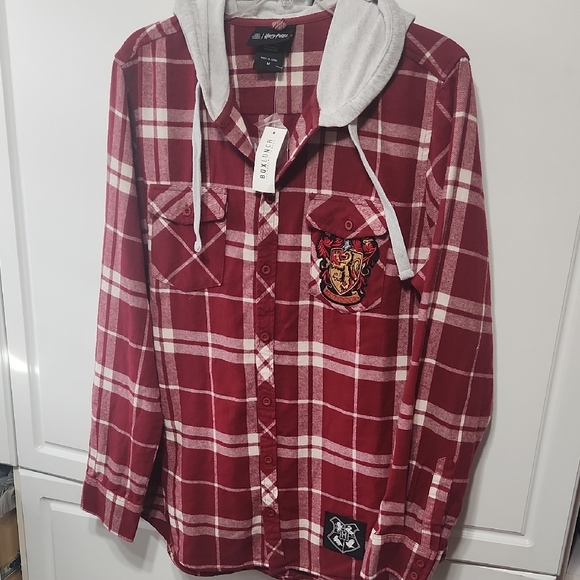 Wizarding World Of Harry Potter Other - Harry Potter Plaid Hooded Shirt with Crest NWT